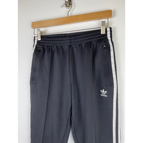 Women's ADIDAS Original Track Pants Small Black White Fitted Center Seam - S - Picture 5 of 9